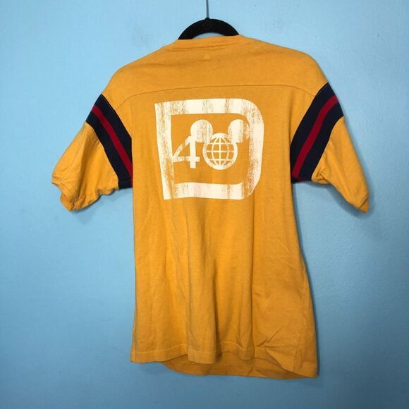 Disney T Shirt Men Small Yellow Mickey Mouse Disney World 40th Anniversary Retro - Picture 7 of 8